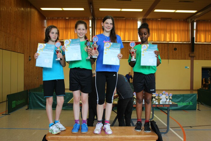 Siegerehrung der AK I der Mädchen (v.l.): Emilia Rodriguez-Feck, Elma Kapetanovic, Sarah Winterstein, Selome Samson.