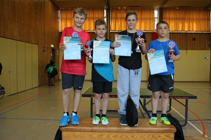 Siegerehrung der AK II der Jungen (v.l.): David Seidel, Alexander Fluck, Laurin Morweiser und Sinan Dogru.